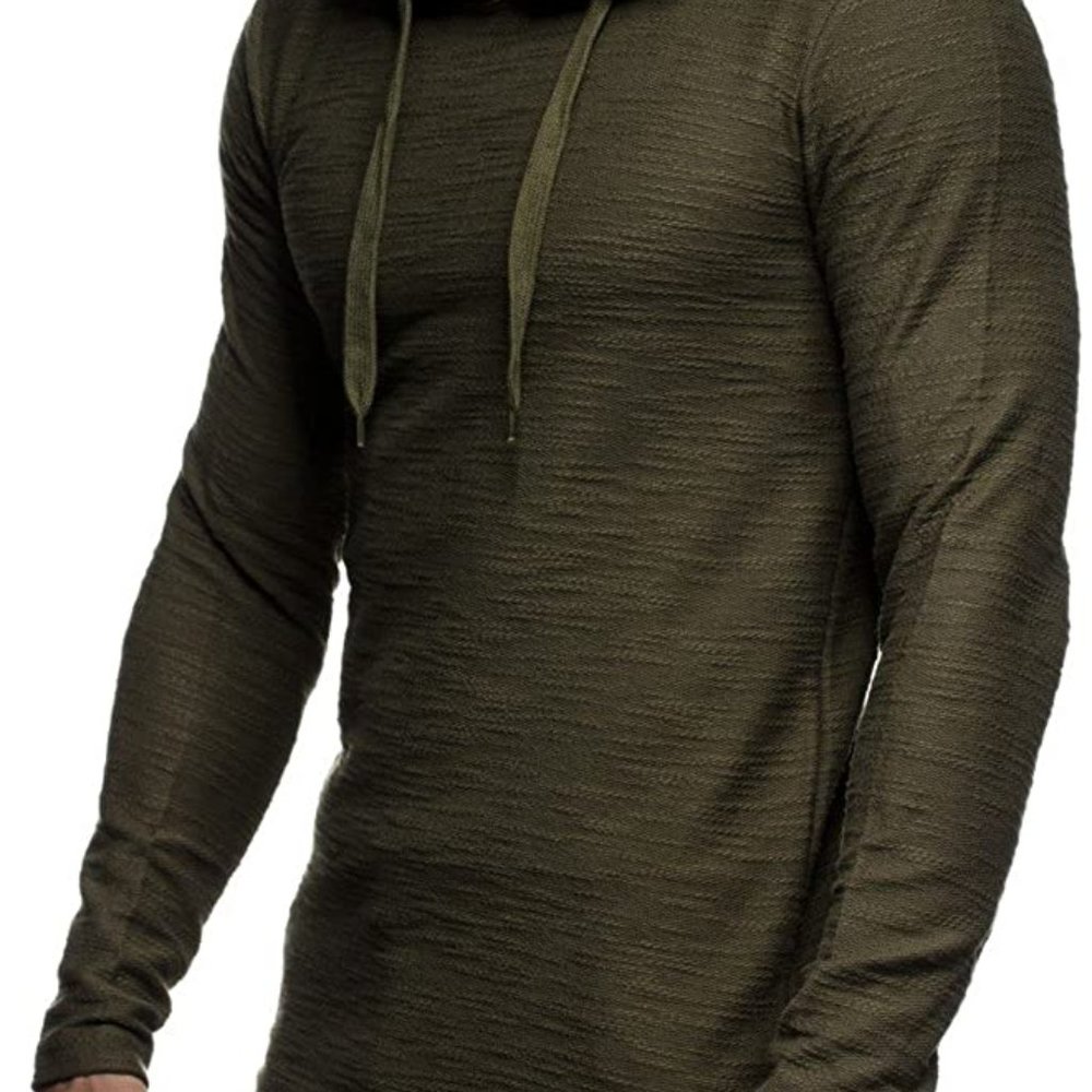 COPY - LEIF NELSON Men's Large Oversized Slim Fit Hoodie Khaki LN6300
